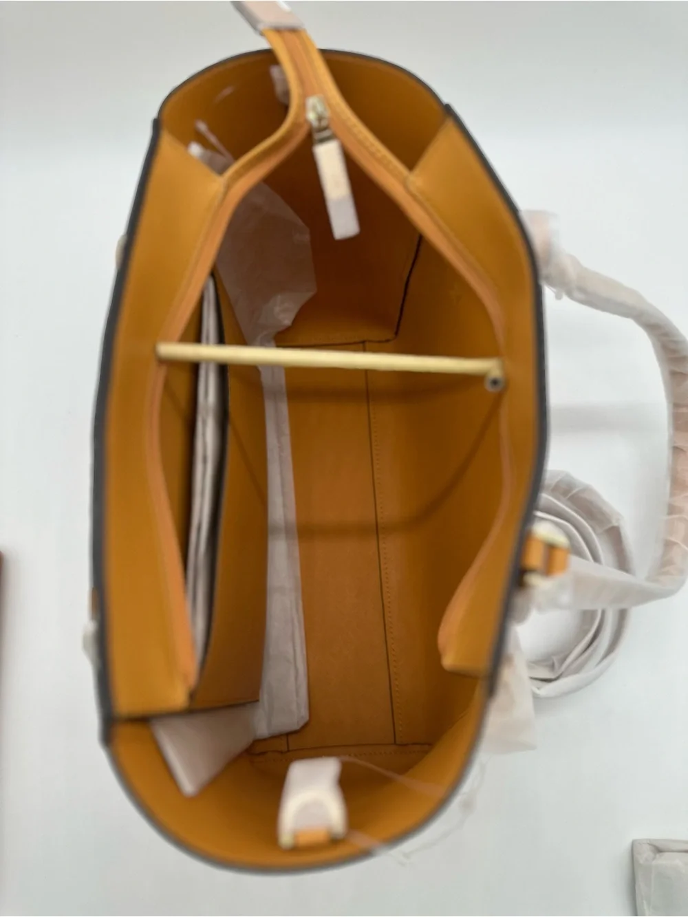 Michael Kors Mustard Tan Saffiano Leather Tote with Matching Wallet Trio